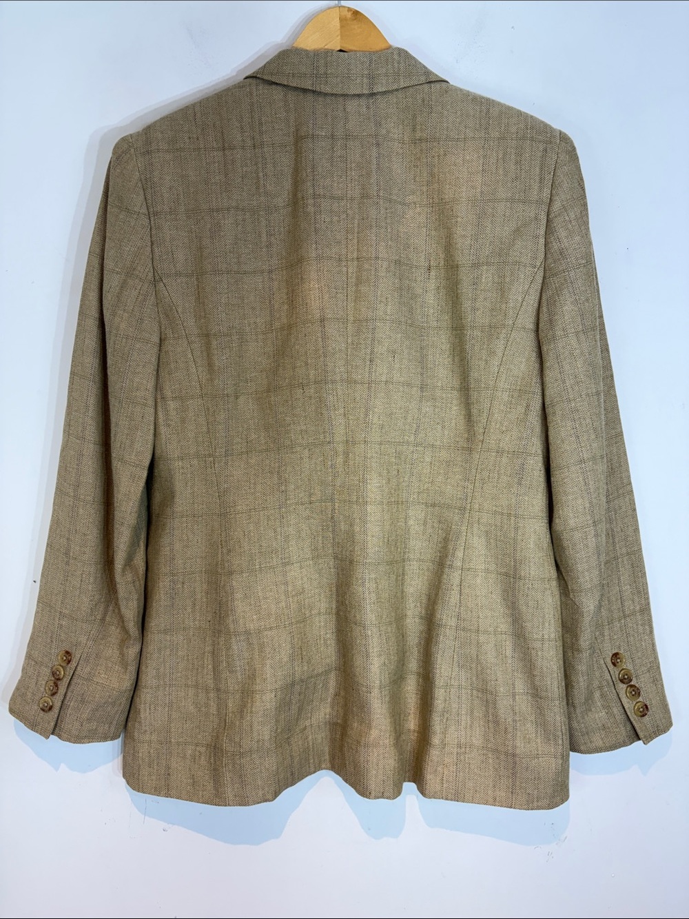 Lauren Ralph Lauren Herringbone Linen Rayon Blazer Tailored Jacket Tan Size 8 - Picture 8 of 16